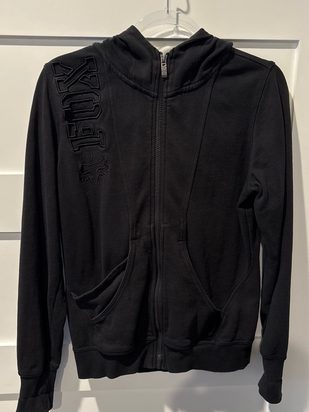 Fox Black Hoodie with White Embroidered Fox Logo